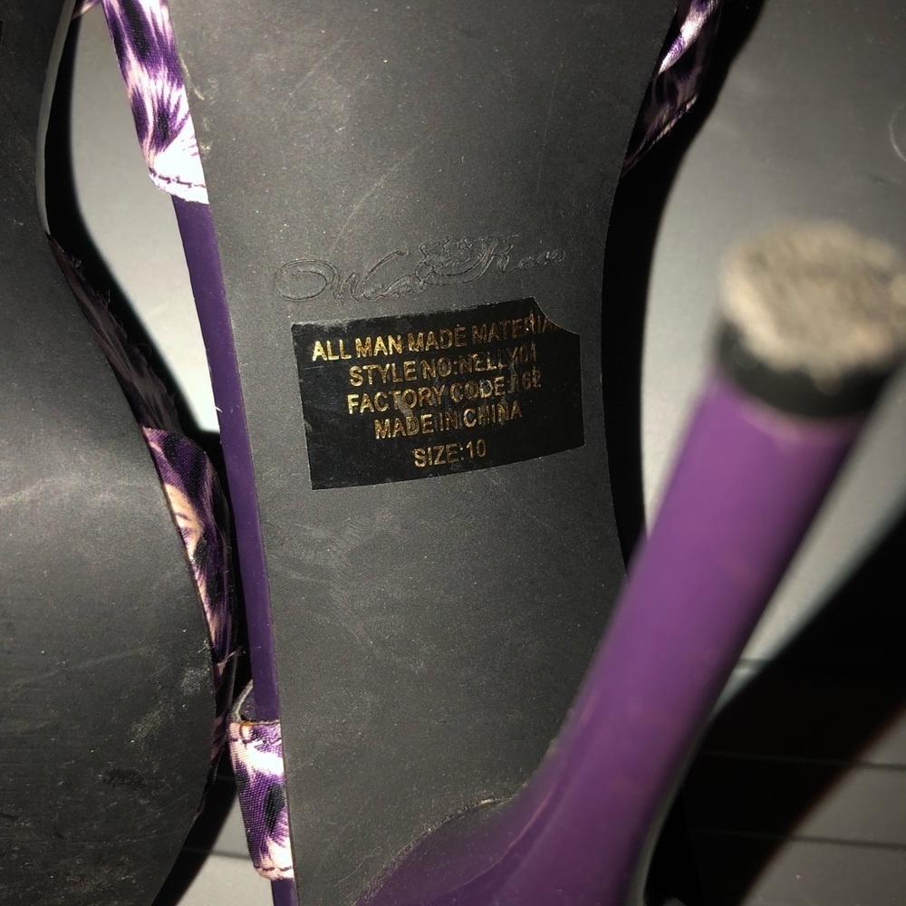 Wild Rose size 10 Purple Leopard Heels platform at toe for comfort - Picture 6 of 10